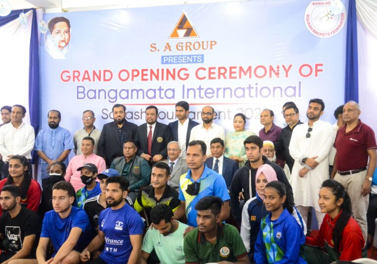 পর্দা উঠল বঙ্গমাতা এস এ গ্রুপ আন্তর্জাতিক স্কোয়াশ টুর্নামেন্টের