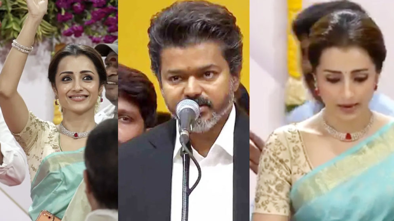 বিজয়ের শপথগ্রহণ অনুষ্ঠানে ‘প্রেমিকা’ তৃষা, স্নিগ্ধ সাজে নজর কাড়লেন অভিনেত্রী